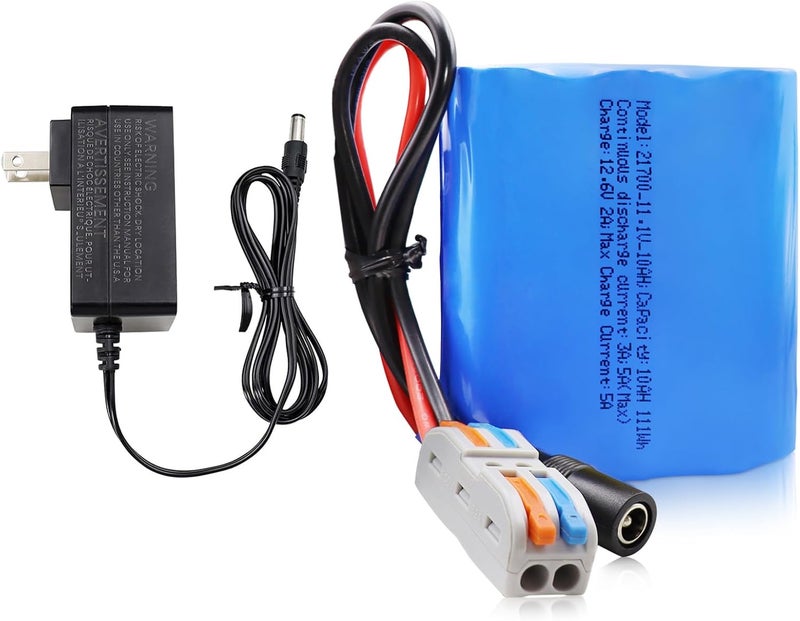 KBT KEEP BETTER TECH KBT 12V 10000mAh Rechargeable Li-ion Battery, Bare Leads Wire Replacement Battery Pack with 12V Charger Compatible for 12Volt Devices RC Car, RC Boat, Robot, DIY, LED Light Kit - Image 1